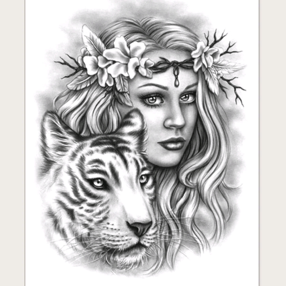 🍉5 for $25* 7" Female/Tiger Temporary Tattoo